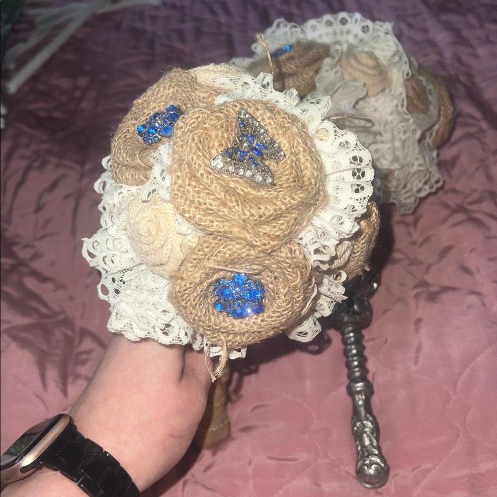 Handmade Burlap and Lace Bridal Bouquet